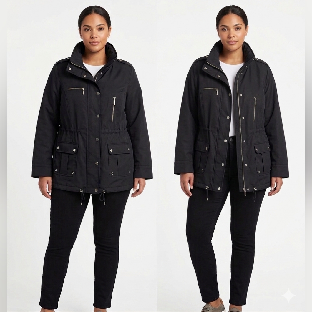 Nwot Style & Co. Black Utility Jacket With Multiple Pockets Size L